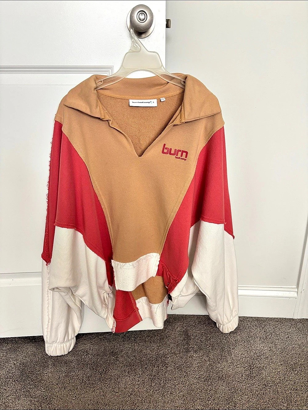 Burn Boot Camp Color Block Sweatshirt pullover Brown & Red Size Small